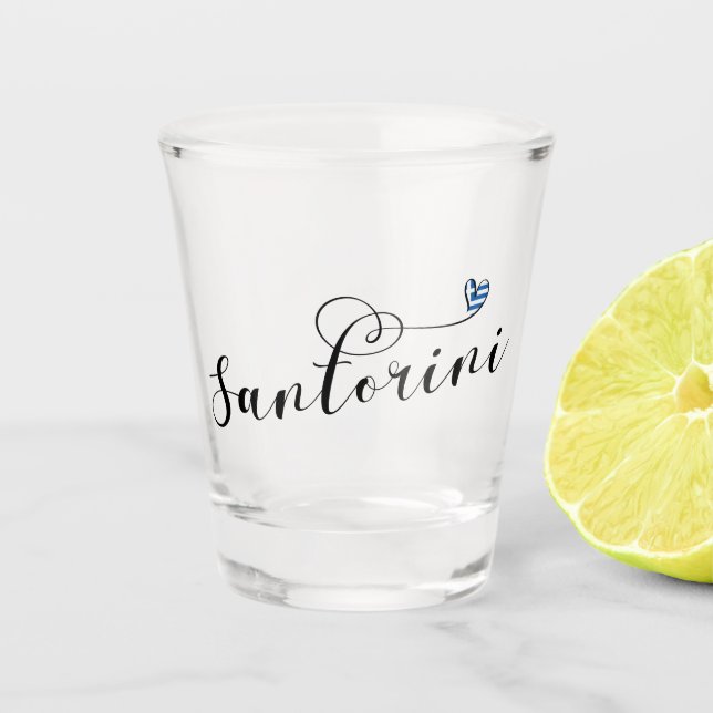Santorini Herz in Flag, Griechenland, Thira Schnapsglas (Vorderseite)