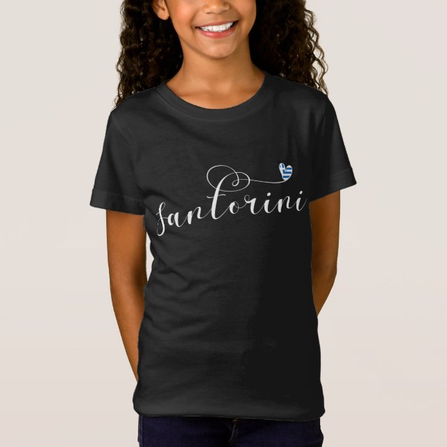 Santorini Herz in Flag, Griechenland, Thira T-Shirt (Vorderseite)