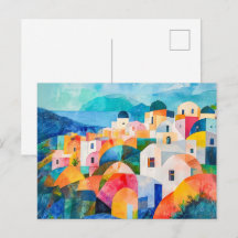 Santorini Hillside in Abstrakt Hues