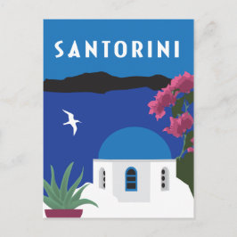Santorini in Griechenland Vintage Reisestil farben Postkarte