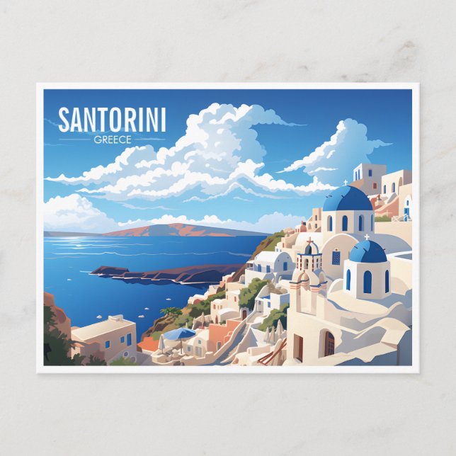Santorini Insel Griechenland Reisen Postkarte (Vorderseite)