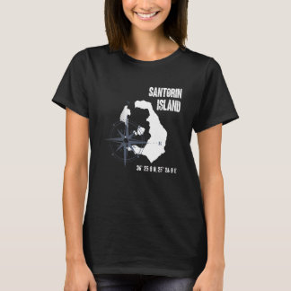 Santorini Insel Mittelmeer Koordinatoren Karte T-Shirt