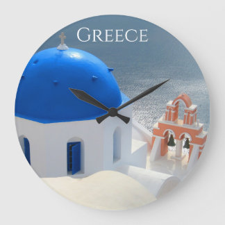 Santorini Kirche am Nachmittag Sun Große Wanduhr