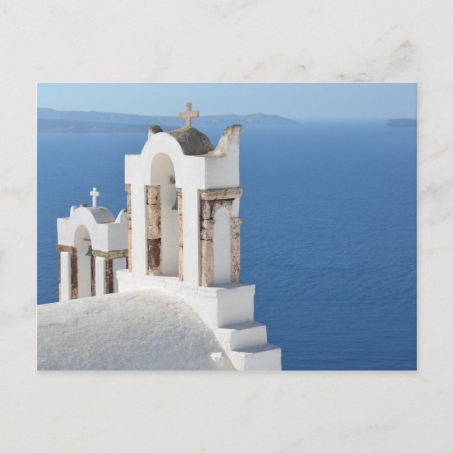 Santorini Kirche Aussicht Postkarte (Vorderseite)