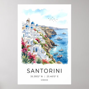 Santorini Klippen Kunstprint Ägäische Meer Aussich Poster