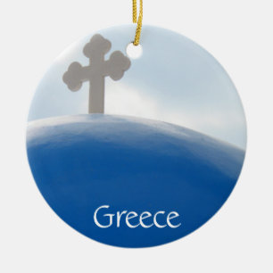 Santorini Kreuz in der Nachmittagssonne Keramikornament