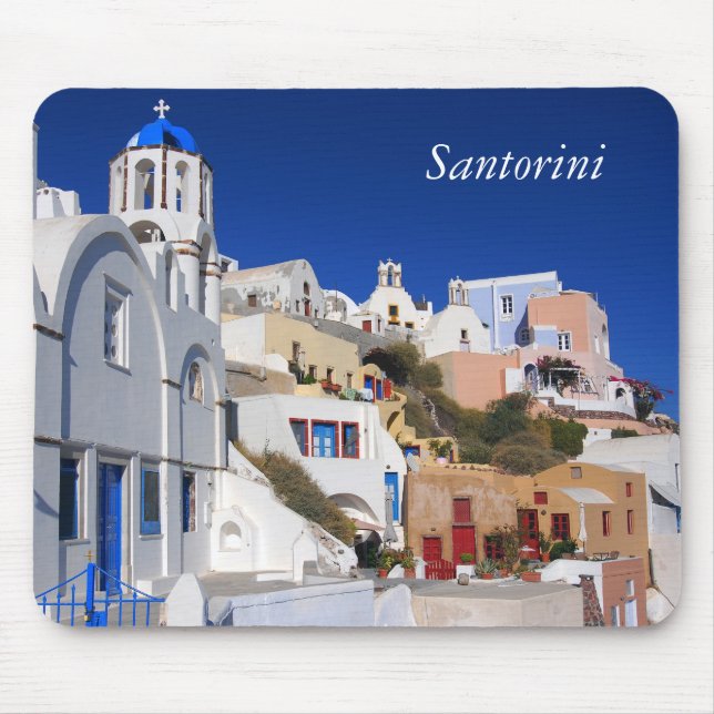 Santorini-Leinwand Mousepad (Vorne)