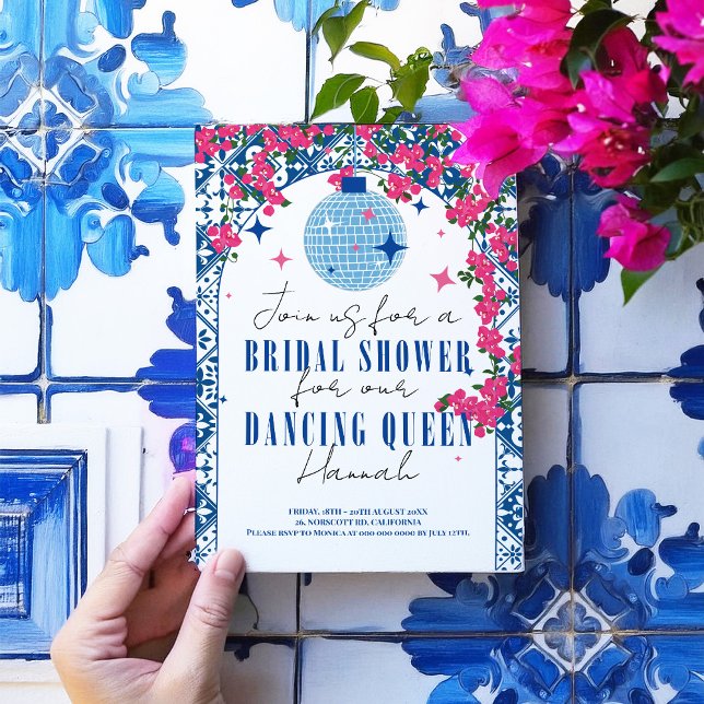 Santorini Musical Bougainvillea Brautparty Einladung (Von Creator hochgeladen)