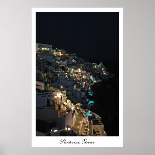 Santorini nachts poster