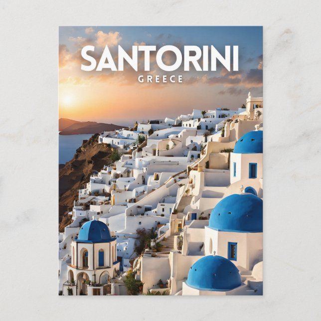 Santorini Nostalgic Retro Art Collection Postkarte (Vorderseite)
