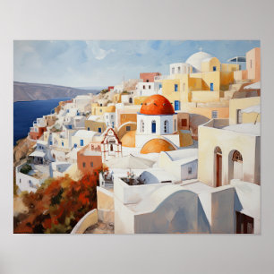 Santorini Oia Griechenland Malerei Art Print Poste Poster
