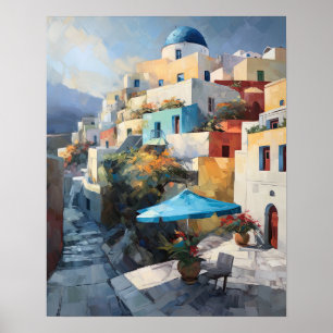 Santorini Oia Griechenland Malerei Art Print Poste Poster