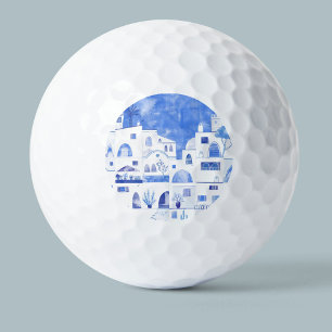 Santorini Oia Griechische Insel Wasserfarbenwelt Golfball