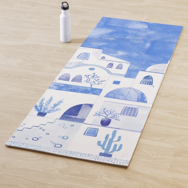 Santorini Oia Griechische Insel Wasserfarbenwelt Yogamatte (Beispiel)