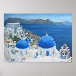Santorini Oia Ölgemälde Poster
