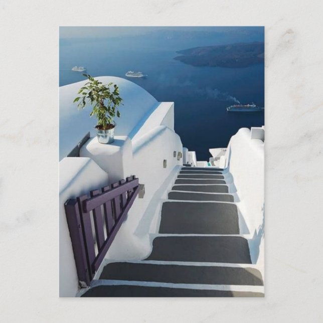 Santorini Oia Steps, Griechenland Postkarte (Vorderseite)