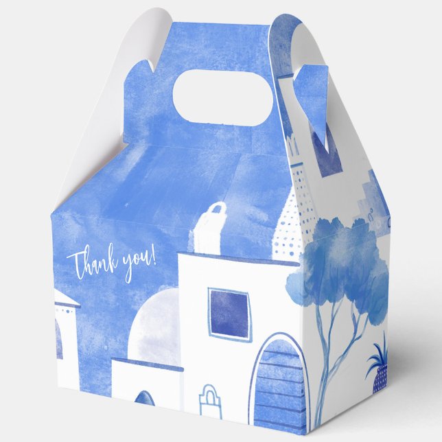 Santorini Oia Vielen Dank Geschenkschachtel (Santorini Greece favor box with editable text)