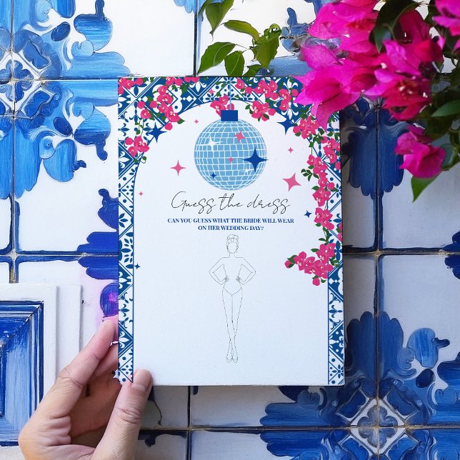 Santorini Pink Bridal Guess the dress Game card Einladung (Von Creator hochgeladen)