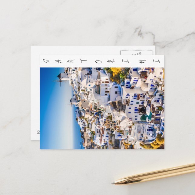 Santorini Postkarte (Vorderseite/Rückseite Beispiel)
