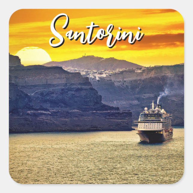 Santorini Quadratischer Aufkleber (Vorderseite)