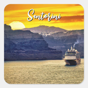 Santorini Quadratischer Aufkleber