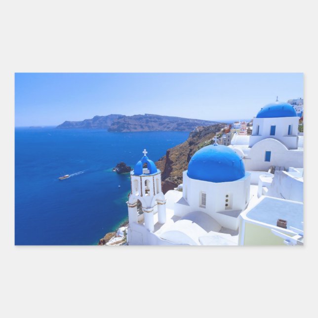 Santorini Rechteckiger Aufkleber (Vorderseite)