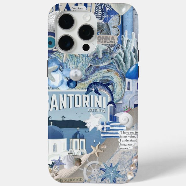 Santorini Reisen Griechenland Küste Blue Collage Case-Mate iPhone Hülle (Rückseite)