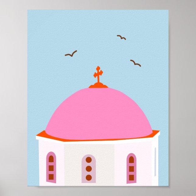 Santorini reist nach Griechenland Rosa und Blau Poster (Vorne)