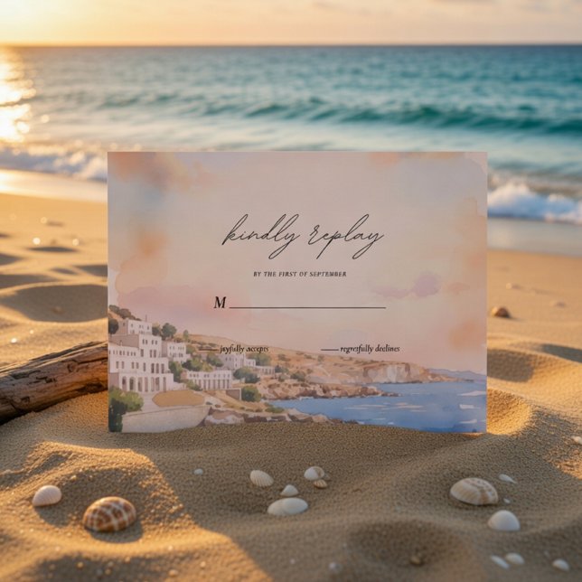 Santorini RSVP-Karten Vorlage | Mittelmeer (Von Creator hochgeladen)