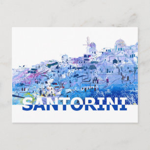 Santorini Skyline im Stil der reinen Schere Postkarte