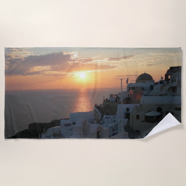 Santorini Sonnenuntergang-Badetuch Strandtuch (Vorderseite)