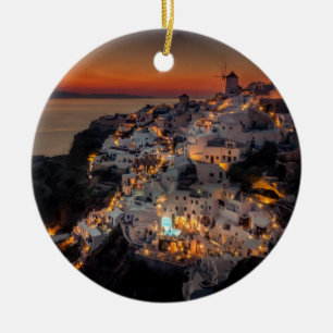 Santorini Sonnenuntergang, Griechenland Keramikornament