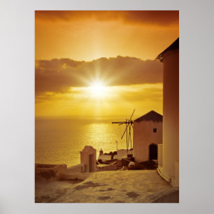 Santorini Sonnenuntergang Poster