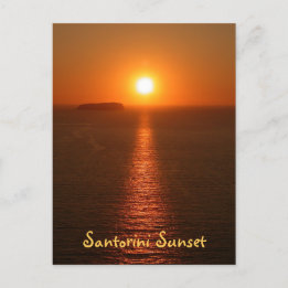 Santorini Sunset mit Text - Griechische Insel Postkarte