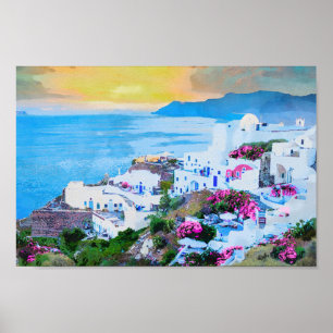 Santorini Sunset Views From Oia Poster