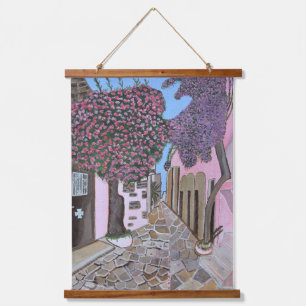 Santorini Tapestry Wandteppich Mit Holzrahmen