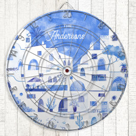 Santorini Wasserfarbe Personalisiert Dartscheibe