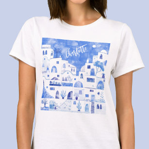 Santorini Wasserfarbe Personalisiert T-Shirt