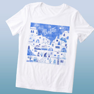 Santorini Wasserfarbe Personalisiert Tri-Blend Shirt