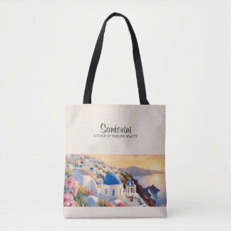 Santorini Wasserfarbe Tote Beutel - Zeitlose Schön