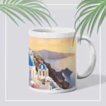 Santorini Wasserfarben Tasse