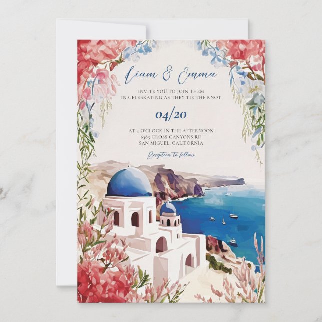 Santorini Wedding Einladung griechische Hochzeit Z (Vorderseite)