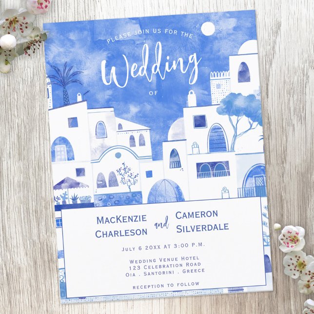 Santorini Wedding Einladung Postkarte (Von Creator hochgeladen)