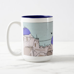 Santorini Wedding Erinnerungen Blau Weiße griechis Zweifarbige Tasse