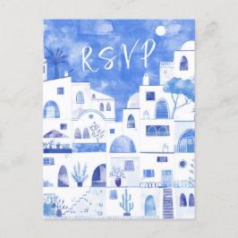 Santorini Wedding RSVP Einladungspostkarte
