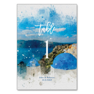 Santorini, wedding Tischnummerkarte Griechenlands Tischnummer