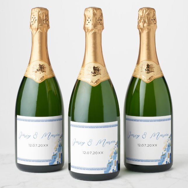 Santorini Wine Labels Drinks Griechenland Hochzeit (Flaschen)