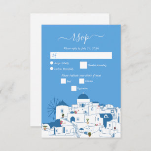 Santorini Zielort Griechische Insel Hochzeit RSVP Karte