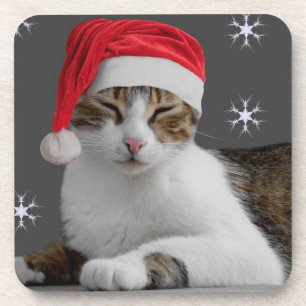 Sants Cat Weihnachts-Untersetzer Getränkeuntersetzer