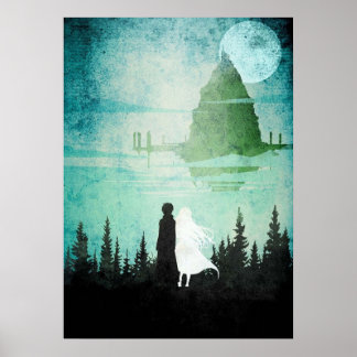 Sao Kirito und Asuna Minimalistisch Manga Poster